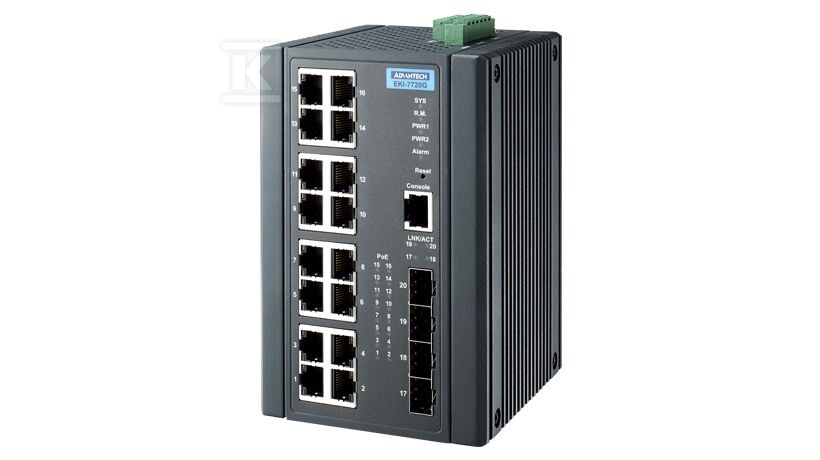 Комутатор 16xG PoE+, 4xSFP керований, - EKI-7720G-4FPI-AE