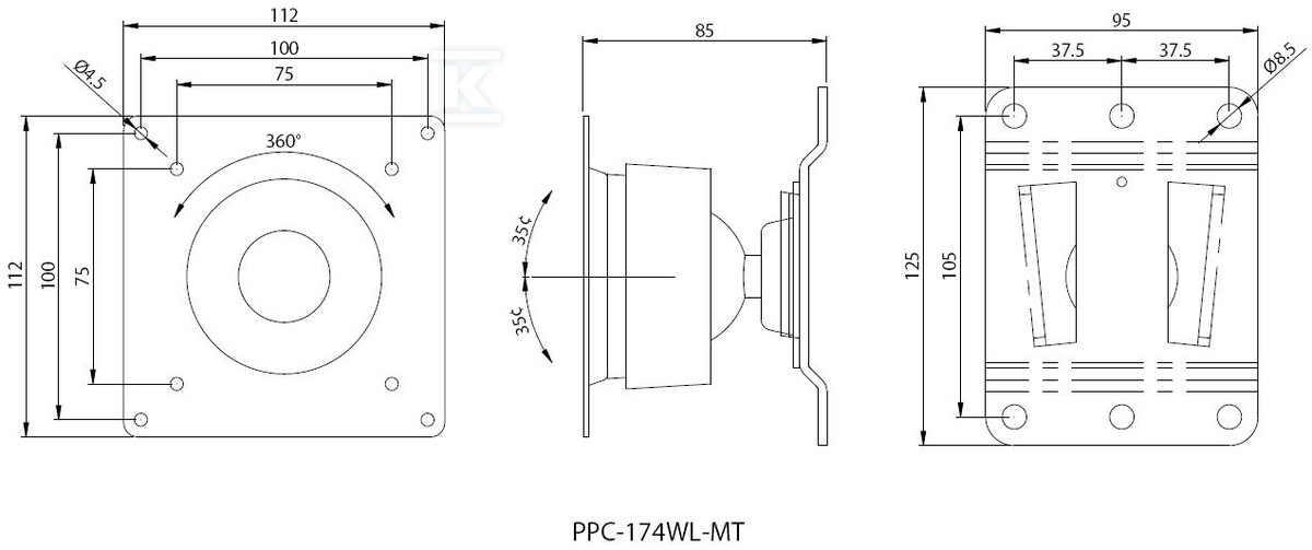 Настінний тримач PPC-174 - PPC-174T-WL-MTE