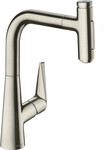 Bateria kuchenna 220, wyciągana wylewka, 2 strumieniowa, sBox Talis Select M51 stal Szlachetna Finish