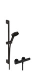 Zestaw prysznicowy 105 3 strumieniowy Relaxation EcoSmart z drążkiem 65 cm i termostatyczną baterią Ecostat Element, natynkowy Pulsify Select S czarny Matowy