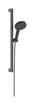 Zestaw prysznicowy 125 3 strumieniowy EcoSmart z drążkiem Unica E Puro 65 cm EasySlide Raindance Alive Select S czarny chrom Szczotkowany
