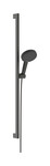 Zestaw prysznicowy 125 3 strumieniowy EcoSmart z drążkiem Unica E Puro 90 cm EasySlide Raindance Alive Select S czarny chrom Szczotkowany