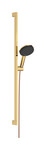 Zestaw prysznicowy 125 3 strumieniowy EcoSmart z drążkiem Unica E Puro 90 cm EasySlide Raindance Alive Select S złoty Optyczny Polerowany