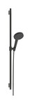Zestaw prysznicowy 125 3 strumieniowy EcoSmart z drążkiem Unica S Puro 90 cm Raindance Alive Select S czarny chrom Szczotkowany
