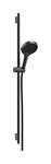 Zestaw prysznicowy 130 3 strumieniowy z drążkiem S Puro 90 cm PushSlider i tekstylnym wężem Designflex 160 cm Rainfinity czarny chrom Szczotkowany