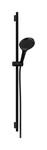 Zestaw prysznicowy 130 3 strumieniowy z drążkiem S Puro 90 cm PushSlider i tekstylnym wężem Designflex 160 cm Rainfinity czarny Matowy