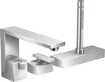 Bateria wannowa Edge 3-otworowa jednouchwytowa, sBox, chrom szlif diamentowy