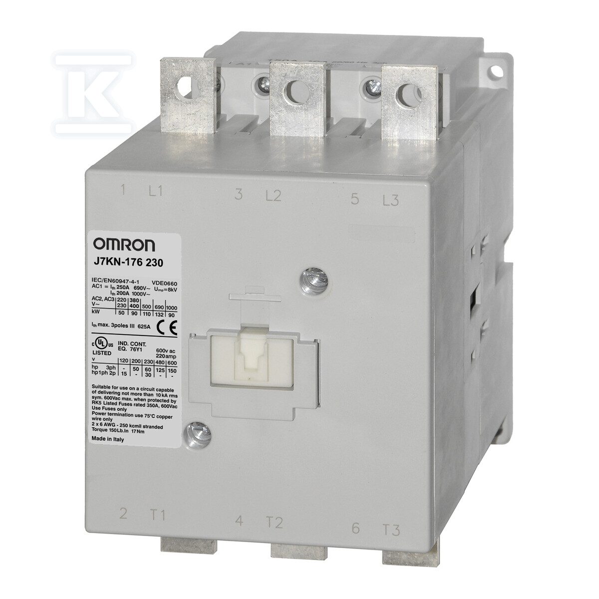 Stycznik 3-biegunowy 175 A/90 kW AC3 - J7KN-176 24
