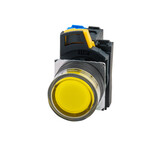 Przycisk A22NL średnica 22mm,ramka plastikowa,pełna ochrona,momentowy,kolor kapki przezroczysty żółty,LED żółty,1NO1NC,24 VDC,A22NL-BGM-TYA-G102-YC