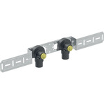 Kolanko przyłączeniowe Geberit FlowFit 90° wstępnie zamontowane, podwójne, z odsadzeniem, izolowane: Materiał=Bezołowiowy brąz, d=20mm, Rp=1/2'', L1=5.2cm, AD=15.3cm
