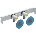 Kolanko przyłączeniowe Geberit FlowFit 90° wstępnie zamontowane, podwójne, proste: Materiał=Bezołowiowy brąz, d=20mm, Rp=1/2'', L1=7.8cm, AD=15.3cm