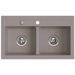 Zlewozmywak granitowy STAMPO 2-komorowy 45/75 cm, taupe