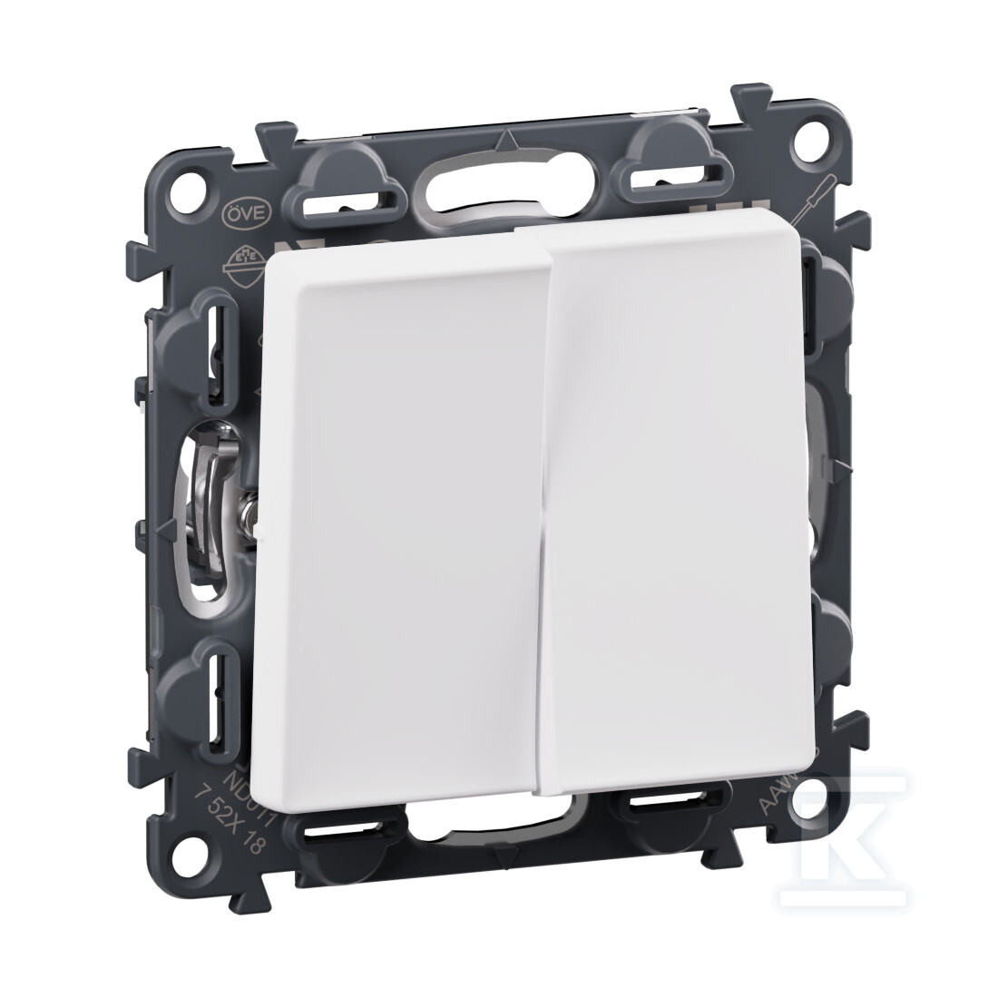 Buton dublu comutator NO/NC alb 6 A - - 752118