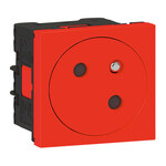 Gniazdo 2P+Z 16 A - 250 V~ - zaciski automatyczne - 2 modułowy - czerwony antybakteryjny