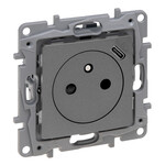 Toma 2P+T plana 16 A - 250 V~ con USB Tipo C en placa (con tapa y bornes automáticos) Acero, Niloe Selection