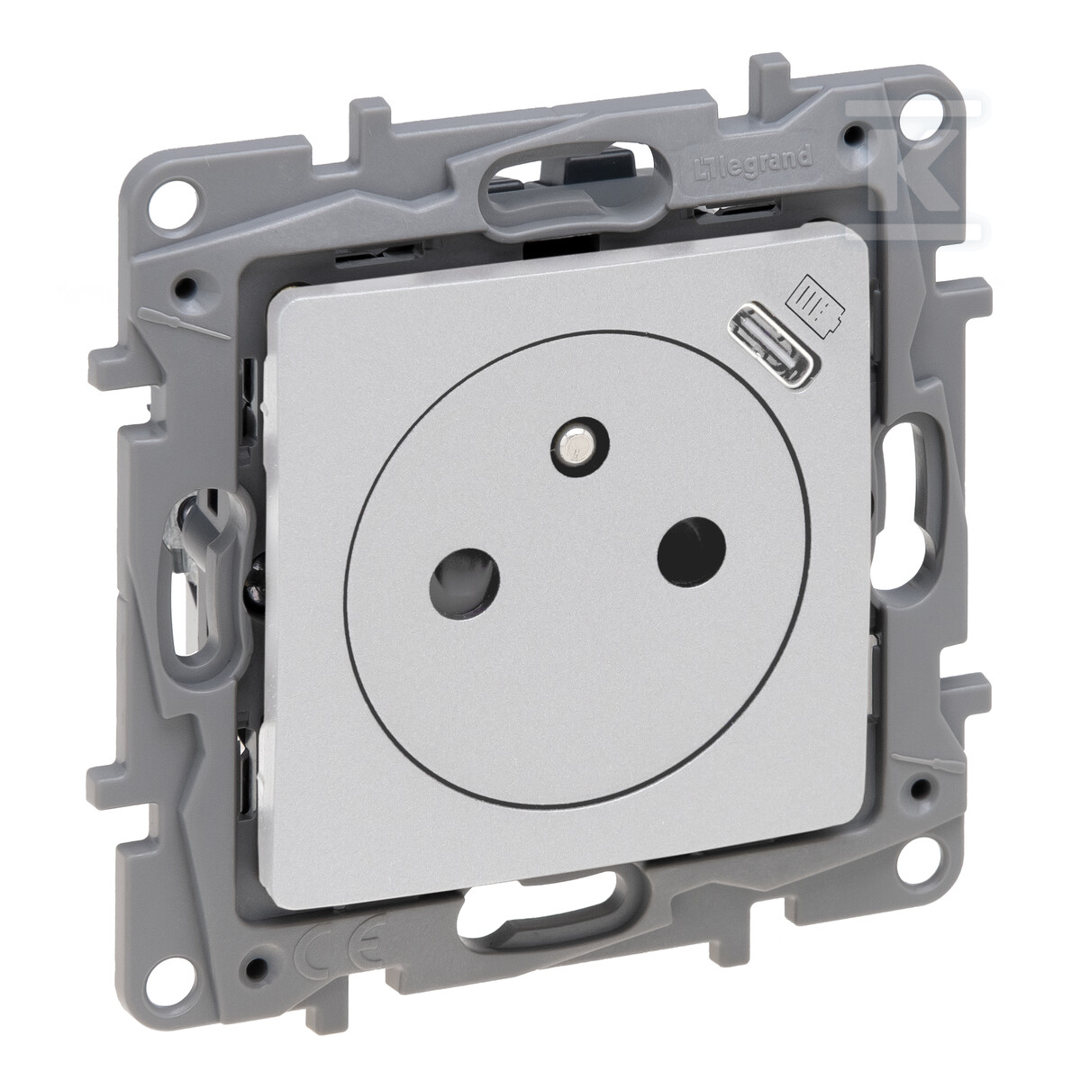Prise 2P+T plate 16 A - 250 V~ + USB - 762496