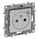 Gniazdo 2P+Z Płaskie 16 A - 250 V~ + Usb Typ C W Plakietce (Z Przesłoną, Zaciski Automatyczne) Aluminium, Niloe Selection