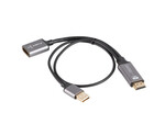 Adaptador HDMI(m)-DISPLAYPORT(f) 4K com cabo de 20 cm prateado