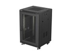 Armário de instalação RACK de chão 19" 18U 600x600 preto portas perfuradas (flat pack)
