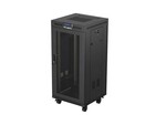 Armário de instalação RACK de pé 19" 24U 600x600 preto portas perfuradas LCD (flat pack) V2