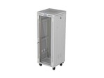 Armário de instalação RACK de chão 19" 32U 600x600 cinzento portas com vidro LCD (flat pack) V2