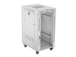 Armário de instalação RACK de pé 19" 22U 600x800 cinzento portas com vidro LCD (flat pack) V2