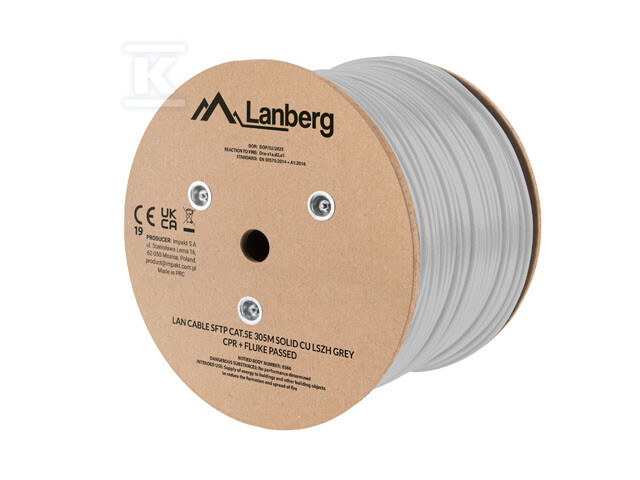Kabel LAN SFTP KAT.5E 305M DRUT CU LSZH - LCS5L-11CU-0305-S