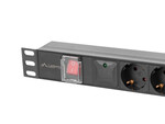 Barra de alimentação RACK PDU 19" 1U 10 A 5X schuko 2M preta C14