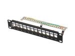Pannello di patch vuoto 12 porte 1U 10" FTP con organizzatore per moduli Keystone nero