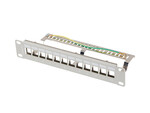 Pannello di patch vuoto 12 porte 1U 10" FTP con organizzatore per moduli Keystone grigio