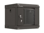 Armário de instalação RACK suspenso 10" 4U 300x300 preto portas com vidro (flat pack)