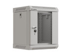 Armário de instalação RACK suspenso 10" 6U 300x300 cinza com porta de vidro (flat pack)