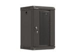 Armário de instalação RACK suspenso 10" 9U 300x300 preto portas com vidro (flat pack)