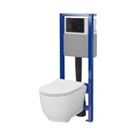 Zestaw C697: stelaż podtynkowy SYSTEM 40 mechaniczny + miska zawieszana LUNA + deska slim duroplastowa wolnoopadająca z łatwym wypinaniem + przycisk LUNA czarny mat