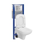 Zestaw B983: stelaż podtynkowy SYSTEM 40 mechaniczny + miska zawieszana COLOUR CleanOn + deska duroplastowa wolnoopadająca z łatwym wypinaniem + przycisk BLOCK chrom błysk