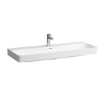Umywalka ścienna 120cm, jednokomorowa, z otworem na baterię, z otworem przelewowym, 000 - White LAUFEN PRO X