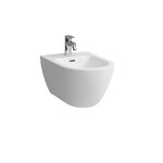 Bidet podwieszany, z otworem na baterię na środku, z otworem przelewowym z kompletnie szkliwionym systemem przelewowym, kolor biały matowy LAUFEN PRO X