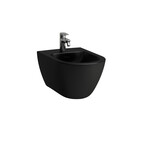 Bidet podwieszany, z otworem na baterię na środku, z otworem przelewowym z kompletnie szkliwionym systemem przelewowym, kolor czarny matowy LAUFEN PRO X