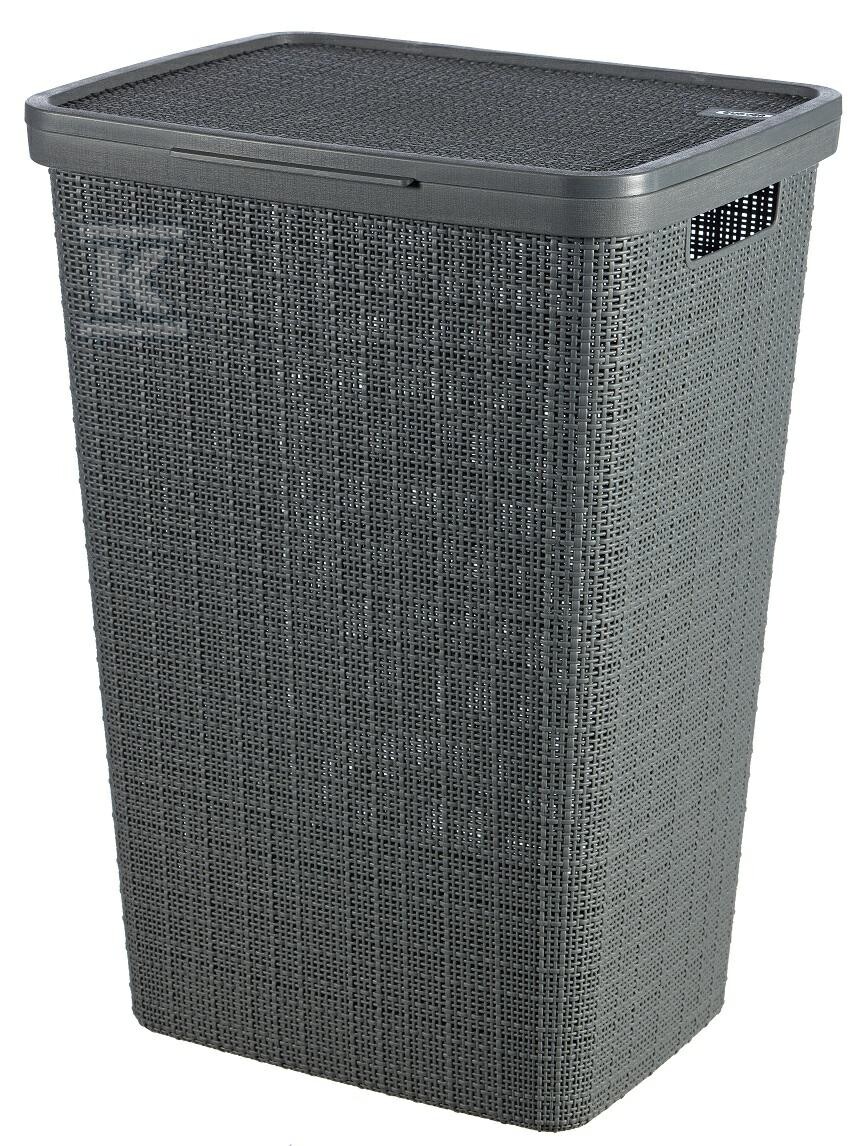 Kosz na bieliznę JUTE 58L ciemny szary - CRV245975