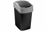 Kosz na śmieci "FLIP BIN" 50L czarny srebrny