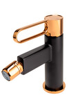 Bateria ZAFFIRO bidetowa, korek automatyczny metalowy, rose gold / black