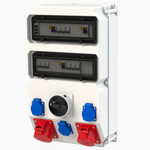 Rozdzielnica stacjonarna z tworzywa, seria SUWAŁKI 32/5xB32+RCD40 16/5xB16+RCD40 3GSx3B16+RCD40 lampki kontrolne R.0-1 IP54 zabezpieczenia Schneider