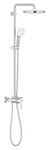 Система душової кабіни Tempesta System 250 з одноручковим настінним змішувачем, хром, керамічний картридж 46 мм, в комплекті: тропічний душ з одним струменем, душове кріплення 390 мм, душова лійка з 2 струменями, змішувач для душу, регульований тримач для душу, душовий шланг 1750 мм.