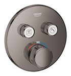 Grohtherm SmartControl Термостатичний змішувач для керування двома виходами води, жорсткий графіт, запобіжник, металева кругла розетка, перемикач SmartControl, настінний монтаж впритул