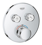 Grohtherm SmartControl Термостатичний змішувач для управління двома виходами води, нержавіюча сталь, запобіжник, метал, кругла розетка, перемикач SmartControl, настінний монтаж впритул