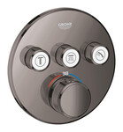 Grohtherm SmartControl Термостатичний змішувач на три виходи води, твердий графіт, запобіжний замок, металева кругла розетка, вимикач SmartControl, настінний прихований монтаж