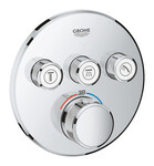 Grohtherm SmartControl Термостатичний змішувач для керування трьома виходами води, матовий твердий графіт, запобіжний замок, кругла металева розетка, перемикач SmartControl, настінний монтаж упритул