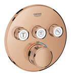 Grohtherm SmartControl Термостатичний змішувач на три виходи води, теплий захід, запобіжний замок, металевий, кругла розетка, вимикач SmartControl, настінний прихований монтаж