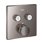 Grohtherm SmartControl Термостатичний змішувач для керування двома виходами води, твердий графіт, запобіжний замок, метал, квадратна розетка, перемикач SmartControl, настінний настінний монтаж