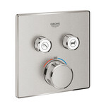 Grohtherm SmartControl Термостатичний змішувач для управління двома виходами води, нержавіюча сталь, запобіжник, метал, квадратна розетка, вимикач SmartControl, настінний монтаж впритул